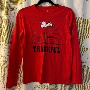 Gap Kids Snoopy Charlie Brown PEANUTS Thanksgiving Turkey Long Sleeve Shirt XXL